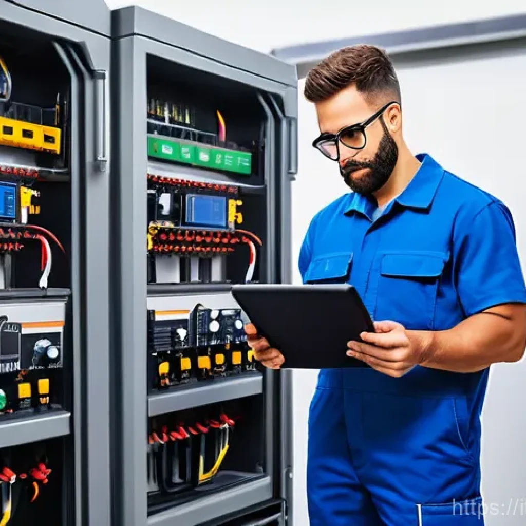 공조냉동기계 실무에서 사용하는 도구와 장비 - A skilled Italian HVAC technician, wearing clean work overalls and safety glasses, meticulously oper...