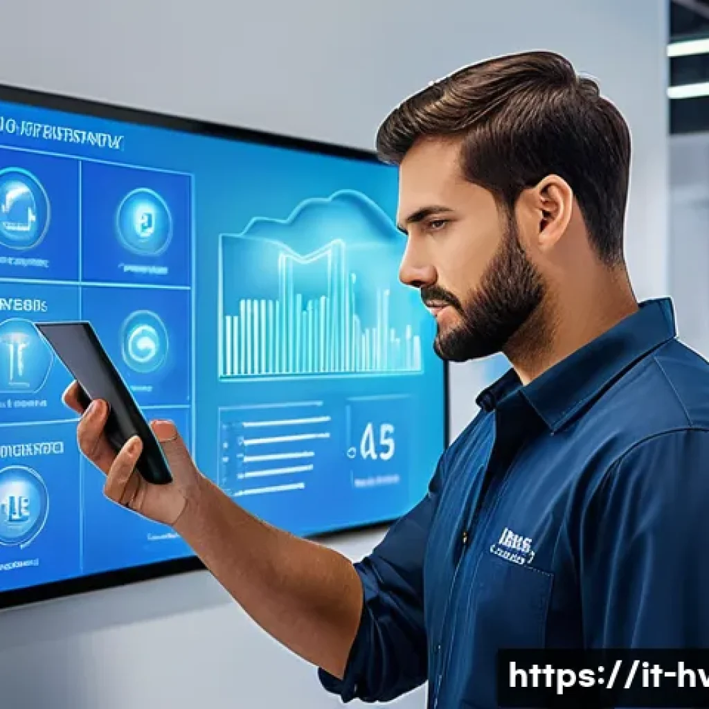 공조냉동기계기사와 관련된 산업 동향 - A modern commercial building interior showcasing an advanced intelligent HVAC system with visible di...