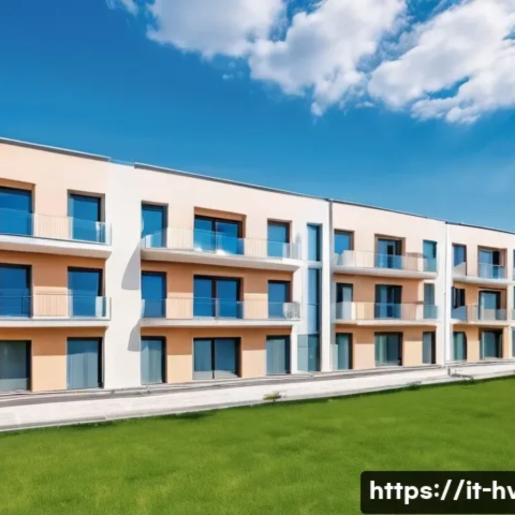 공조냉동기계와 친환경 냉매 기술 - A modern residential building exterior in Italy during summer, featuring sleek air conditioning unit...