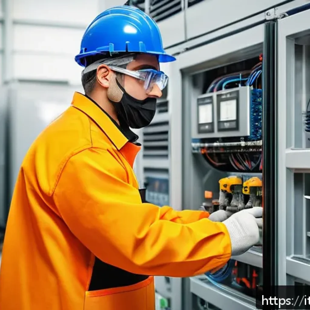 공조냉동기계 자격증의 장점과 활용 - A skilled HVAC technician wearing protective workwear and safety glasses, confidently servicing an i...