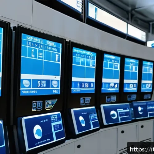 Home 31 공조냉동기계 시스템의 유지보수 팁 - A high-tech industrial refrigeration control room with multiple digital monitoring screens displayin...