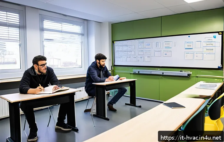 공조냉동기계기사 자격증 시험 응시료 - A professional classroom setting in Italy where a diverse group of adult students is attentively att...